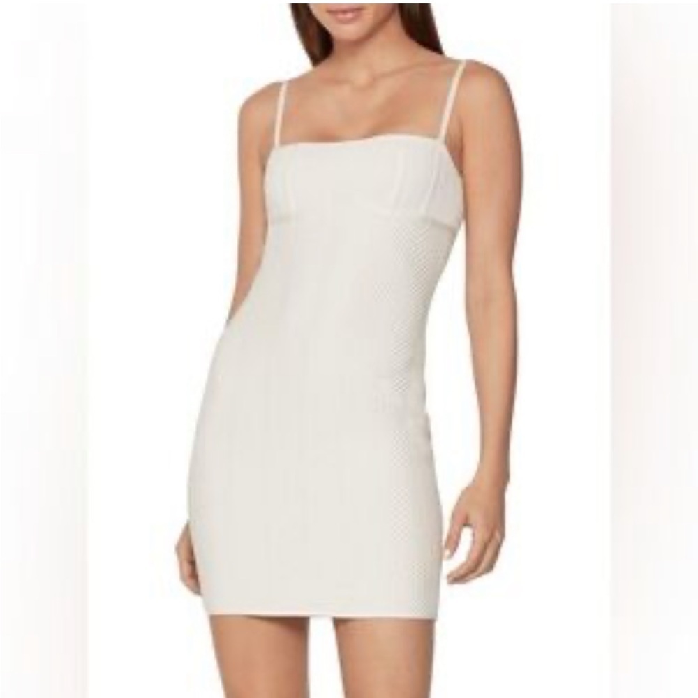 Herve Leger White Ivory Body-con Dress. size Large